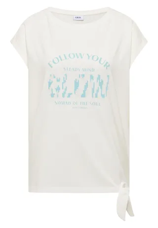 CECIL - Dropped Shoulder Shirt mit Knotendetail vanilla white - Gr. - XS