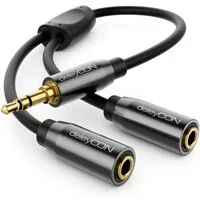 deleyCON deleyCON 0,2m Audio Klinken Y-Adapter Kabel - 3,5mm Stecker auf 2x Audio-Kabel