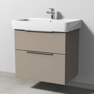 Sanipa 3way Waschtischunterbau zu Geberit Renova Plan Waschtisch mit 2 Auszügen, Sandgrau-Matt UF87767