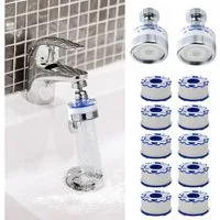Diwzbyn Wasserhahnfilter Wasserhahnfilter 360° drehbar für Küche, Kalk & Chlor Filter, Für Küche & Bad, reduziert Fluorid, verbessert hartes Wasser