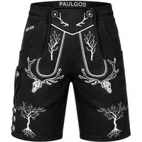 PAULGOS Trachtenhose Herren Jogginghose Design Lederhose Kurz Sweathose Bermuda Shorts JOK6