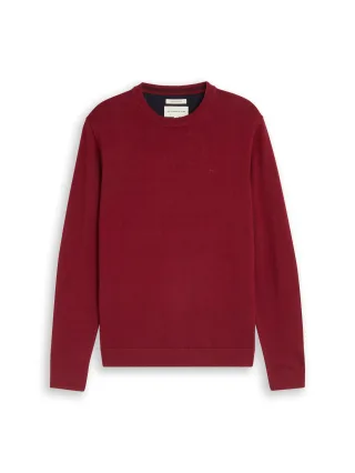 Tom Tailor - Basic Strickpullover aus Baumwolle carlet red melange - Gr. - XL