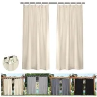 BTTO V&G Vorhang Outdoor Wetterfest 1/2er Set Schlaufengardine Klebriges Tab-Top (2 St), Balkon Gardinen Verdunkelungsvorhänge,Pavillon Strandhaus (1/2 Panele)
