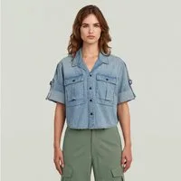 G-STAR Hemdbluse Boxy Relaxed Shirt ss wmn mit gekrempelten Ärmeln, Reverskragen