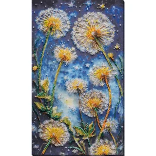 Perlen-Stickbild "Pusteblume & Sterne", 17 x 29 cm