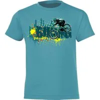 Baddery Print-Shirt Kinder Fahrrad T-Shirt: "Biking Passion" - Geschenk Jungen & Mädchen, hochwertiger Siebdruck, aus Baumwolle