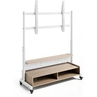 FITUEYES TV-Ständer TV Rollwagen mit feststellbaren Rädern, Ablage, 2 Fächern, Lochplatte, (bis 100,00 Zoll, höhenverstellbare, mobile TV-Halterung, 70-100 Zoll)