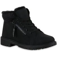VAN HILL 841489 Stiefelette Damen Warm Gefüttert Worker Boots Stiefelette Bequem Prints