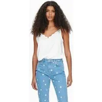 ONLY Spaghettitop ONLDEBBIE SINGLET NOOS WVN Kunstfaser, regular fit, Rundhals