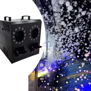 [EU Direct] YBEIYUAN Outdoor Waterproof 1500W Dual Hole LED Fog Bubble Machine RGBW DMX Remote Control Disco Stage Weddi