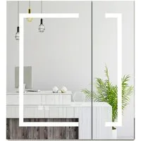 radelldar Spiegelschrank LED Badspiegelschrank mit Stauraum, Hängender Medizinschrank (1-St) mit 3 Lichtfarben & Speicherfunktion, 80 x 65 cm