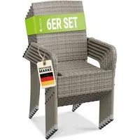 Juskys Gartenstuhl Yoro (6 St), stapelbar, modern, leicht und stabil