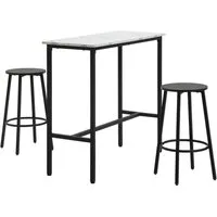 HOMCOM Bargruppe Bartisch mit Barhocker Set, 3-teiliges Bartisch Set für Esszimmer, (3-tlg)