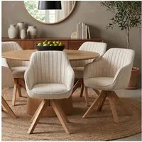 IDIMEX Esszimmerstuhl VALENCIA (2 St), Polsterstuhl 2er Set drehbar Metallgestell in Holzoptik Beige