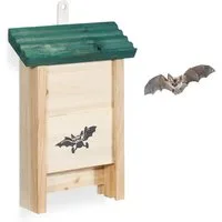 relaxdays Vogelhaus Fledermauskasten mit grünem Dach