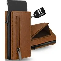 S&T Design Brieftasche S&T Design RFID Blocker Cardholder Slim Wallet Herren veganem Leder (S&T Design portemonnaie, 1-tlg., Mit Geschenk verpackung), 11 Kartenfächer Münzfach Bargeld mit Reisverschluss Magnetisch Klein