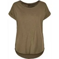 Build Your Brand Rundhalsshirt Damen Long Slub Tee / Hinten extra lang geschnitten
