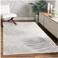 Paco Home Teppich Tuana 218, rechteckig, Höhe: 15 mm, Kurzflor, modernes Blätter Design, Hoch-Tief-Struktur, Wohnzimmer