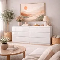 Home affaire Kommode Naia, 6 Schubladen im skandinavischen Design, Breite 158 cm, Viel Stauraum mit griffloser Front, in mehreren Farben