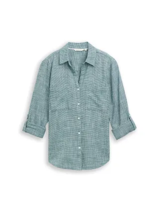 Tom Tailor - Bluse mit Brusttaschen deep meadow green - Gr. - 38