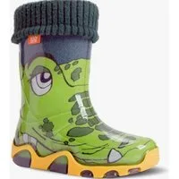Demar Unisex Kinder Gummistiefel Regenstiefel gefüttert (Krokodil) Gummistiefel wasserdicht