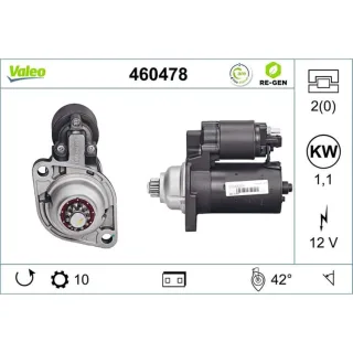 Valeo Starter 1,1 kW Audi Ford Seat Skoda VW 460478
