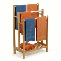 relaxdays Handtuchständer Handtuchhalter mit Ablage Bambus