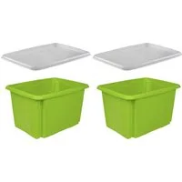 keeeper Stapelbox emil (Set, 2 St), 30 L, mit Deckel, hochwertiger Kunststoff