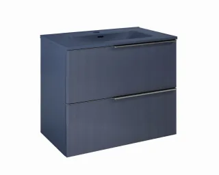 Cosmic Wish Unterschrank 2 Schubladen mit Keramik-Waschbecken , Blau Matt, WJC780M3080126 WJC780M3080126
