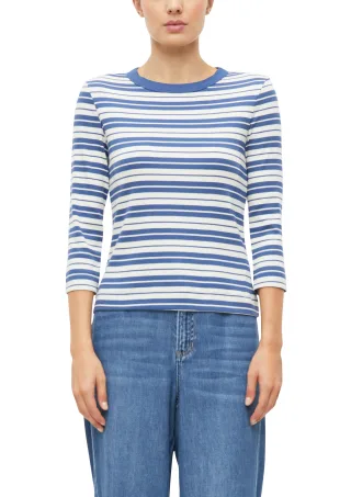 s.Oliver - T-Shirt blau/weiß - Gr. - 46
