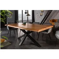 riess-ambiente Esstisch MAMMUT 200cm natur/schwarz - Akazie, Metall, Sterngestell, Baumkante (Einzelartikel, 1-St), Urbaner Massivholztisch für 8 Personen - ideal für Wohn- & Esszimmer