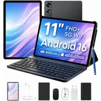 POCKAM 2026 P11 Pro Android 16 Tablet mit Tastatur 11" 2.4K FHD+ 8800mAh 18W Tablet (11", 128 GB, Android 16, WIFI, mit Tastatur, Stift & Maus, Gemini AI, Widevine L1, Face ID, GPS, OTG)