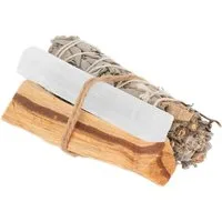 NKlaus Räucherschale Räucher-Set Salbei, Palo Santo & Selenit