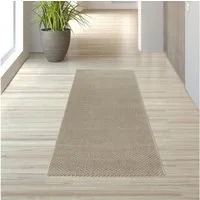 TeppichHome24 Teppich Minimalistischer Wohnzimmerteppich im Streifenmuster in beige, rechteckig, Höhe: 10 mm