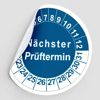 Mehrjahresprüfplaketten 30 mm rund Rollen mit 60 Plaketten Blau