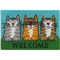 matches21 HOME & HOBBY Fußmatte Kokosmatte Katzen Welcome Spruch als aussen Sauberlaufmatte, rechteckig, Höhe: 15 mm, Rutschfeste Kokos-Türmatte als Outdoor Schmutzfangmatte 40x60 cm