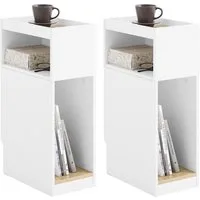 SoBuy Nachttisch FBT171, Beistelltisch klein, Nachttisch schmal, Nachtschrank Nischen, mit Schublade für Schlafzimmer Nischen, ideal für kleine Räume, Holz