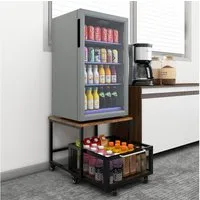 PUNCIA Beistelltisch mit Rollen und Metallkorb, Kühlschrankwagen mit Schublade (1-St), Minikühlschrankständer, Kühlschrankhalter 50x50x43cm