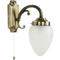 Licht-Erlebnisse Wandleuchte MAHJA, ohne Leuchtmittel, Wandleuchte mit Zugschalter Glas Metall Jugendstil