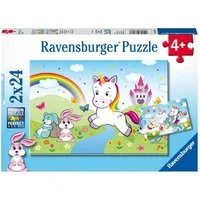 Ravensburger Puzzle Märchenhaftes Einhorn - Puzzle mit 2X24 Teilen, 24 Puzzleteile