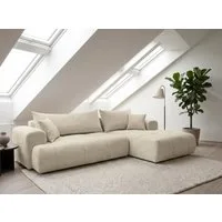 WERK2 Ecksofa Ewela-Bubble 265 x 145 cm modern und bequem, Bouclé, L-Form, Schlaffunktion, Bettkasten