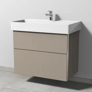 Sanipa 3way Waschtischunterbau zu Duravit Dura Square Waschtisch mit 2 Auszügen, Sandgrau-Matt BS42867