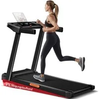 BAYMATE Laufband 12 voreingestellte Programme Für Zuhause (Treadmill for Home, Max Belastung 136KG, Mit Halterung, mit Rädern, mit Trinkfaschenhalter), 9% Steigung, Laufbänder 12KM/H