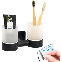 bremermann Zahnputzbecher Bad-Serie PIAZZA BLACK TAPE - mit Klebepad, (1-St)