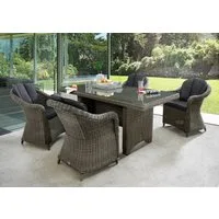 Destiny Garten-Essgruppe MALAGA LUNA, (13-tlg., 4x Sessel, 1x Tisch, inkl. Auflagen), Aluminium, Polyrattan