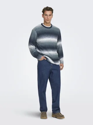 ONLY&SONS - ONSBERTIL REG LS CREW KNIT Dark Sapphire - Gr. - XL