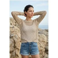 Zuckerwatte Strickpullover 25463 mit U-Boot Ausschnitt
