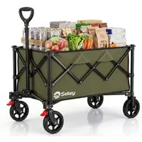 Sekey Bollerwagen Bollerwagen Faltbar Handwagen Belastbar bis 150kg Transportwagen, Zusammenfaltbar aus 4 Richtungen, mit verstellbarem Handgriff