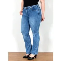 ESRA Straight-Jeans Straight Fit Jeans Damen High Waist Jeans-Hose Regular bis Übergröße Gerade Schnitt Jeanshose Damen hohe Leibhöhe Stretch Jeans Straight