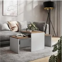 Vicco Couchtisch Donat, Weiß/Goldkraft Eiche, 100 x 48 cm, 2 Teile (1-St)